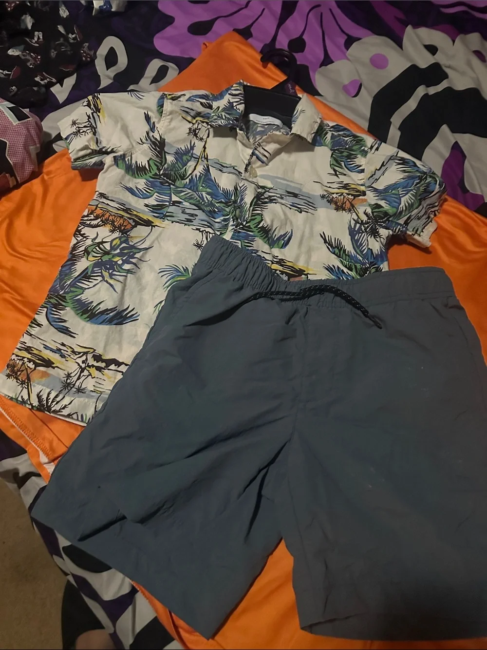 Old Navy Slate Blue Drawstring Hybrid Shorts
